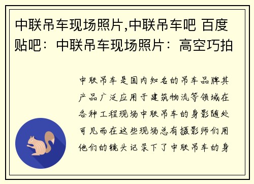 中联吊车现场照片,中联吊车吧 百度贴吧：中联吊车现场照片：高空巧拍，震撼呈现